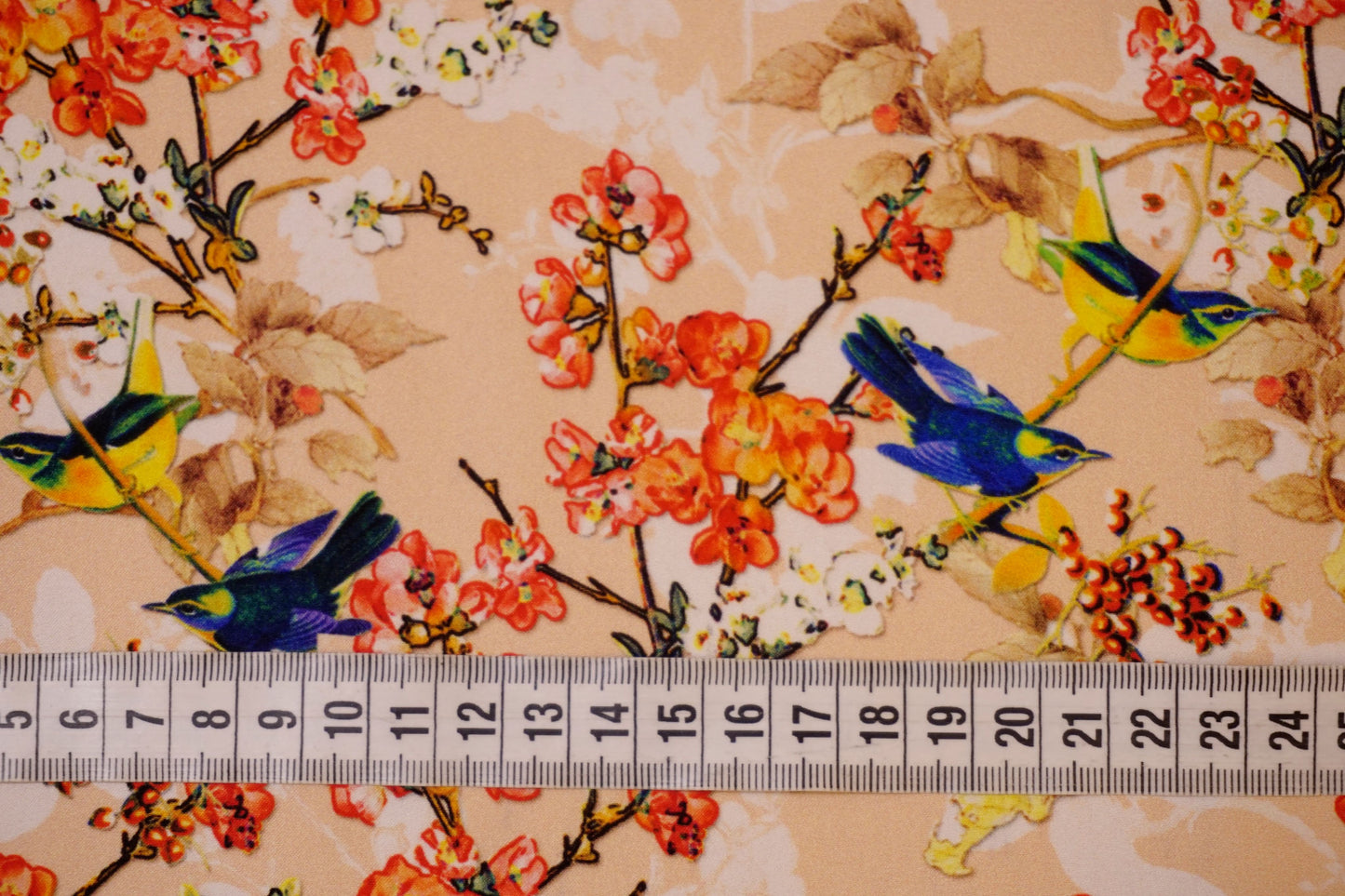 Italian silk, floral masterpiece with exotic birds