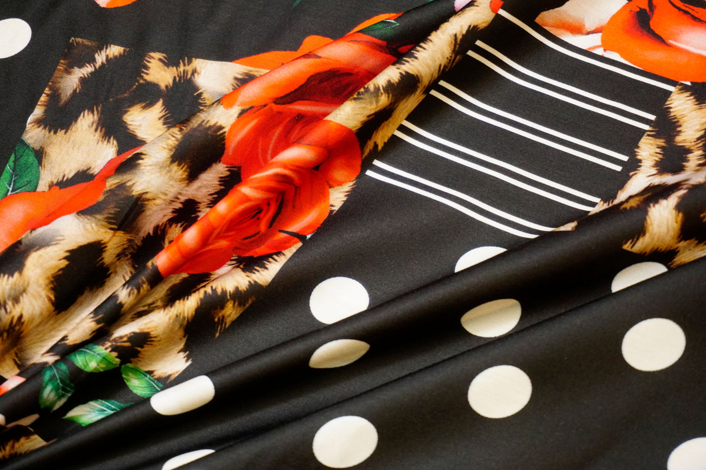 Eye-catching viscose fabric with patchwork design – elegant & extravagant