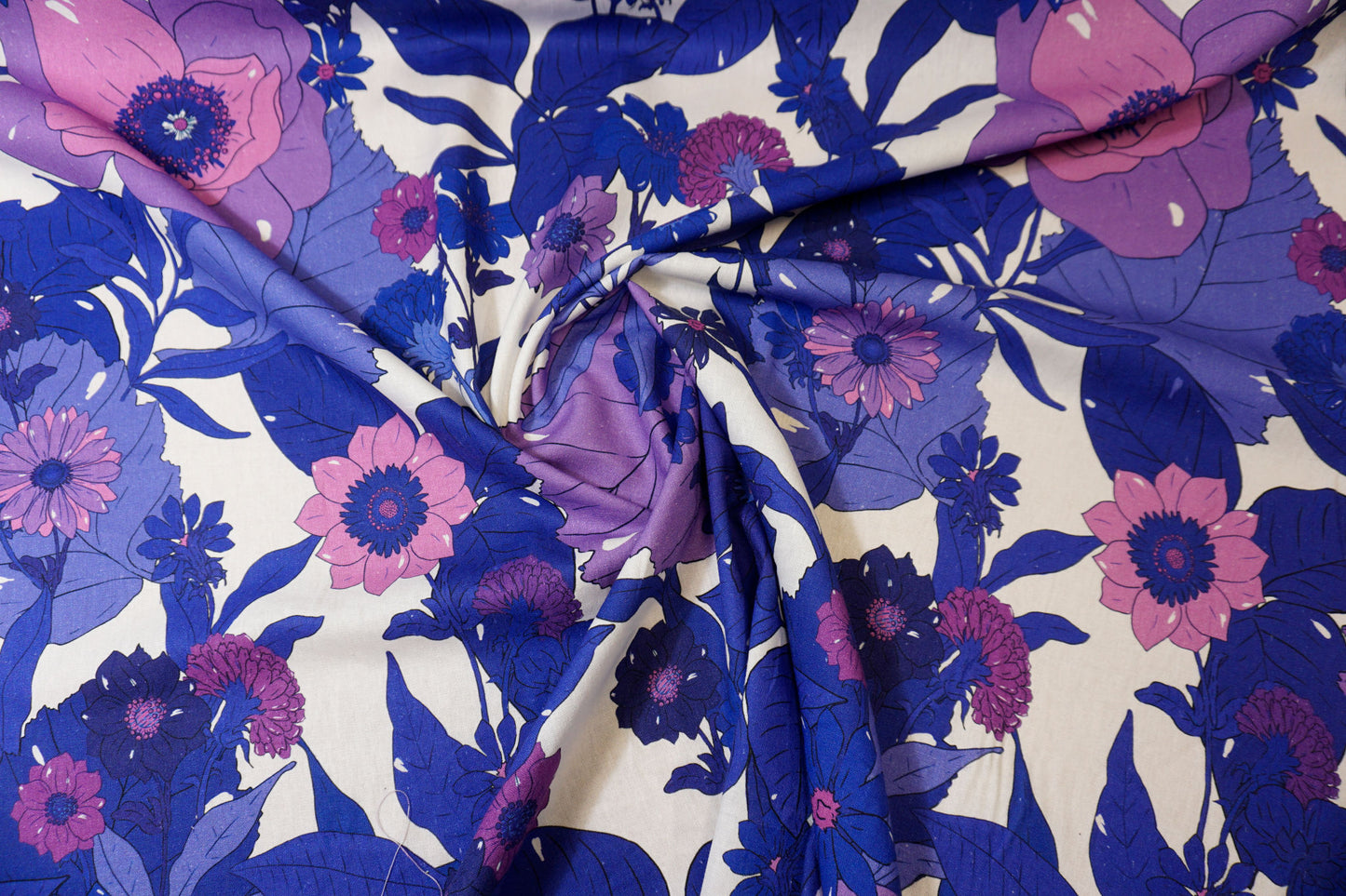 High-quality cotton-linen mix with floral elegance