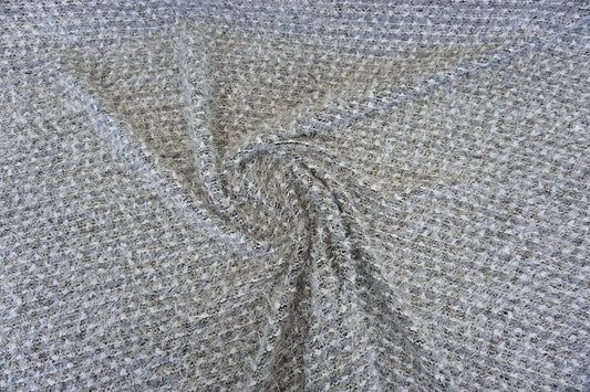Strukturstoff mit Lurex – Edle Bouclé-Optik in Naturtönen mit schimmernden Akzenten