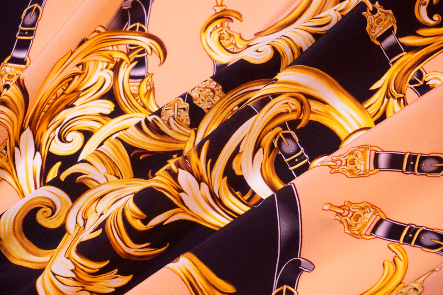 Silk crepe with golden ornaments