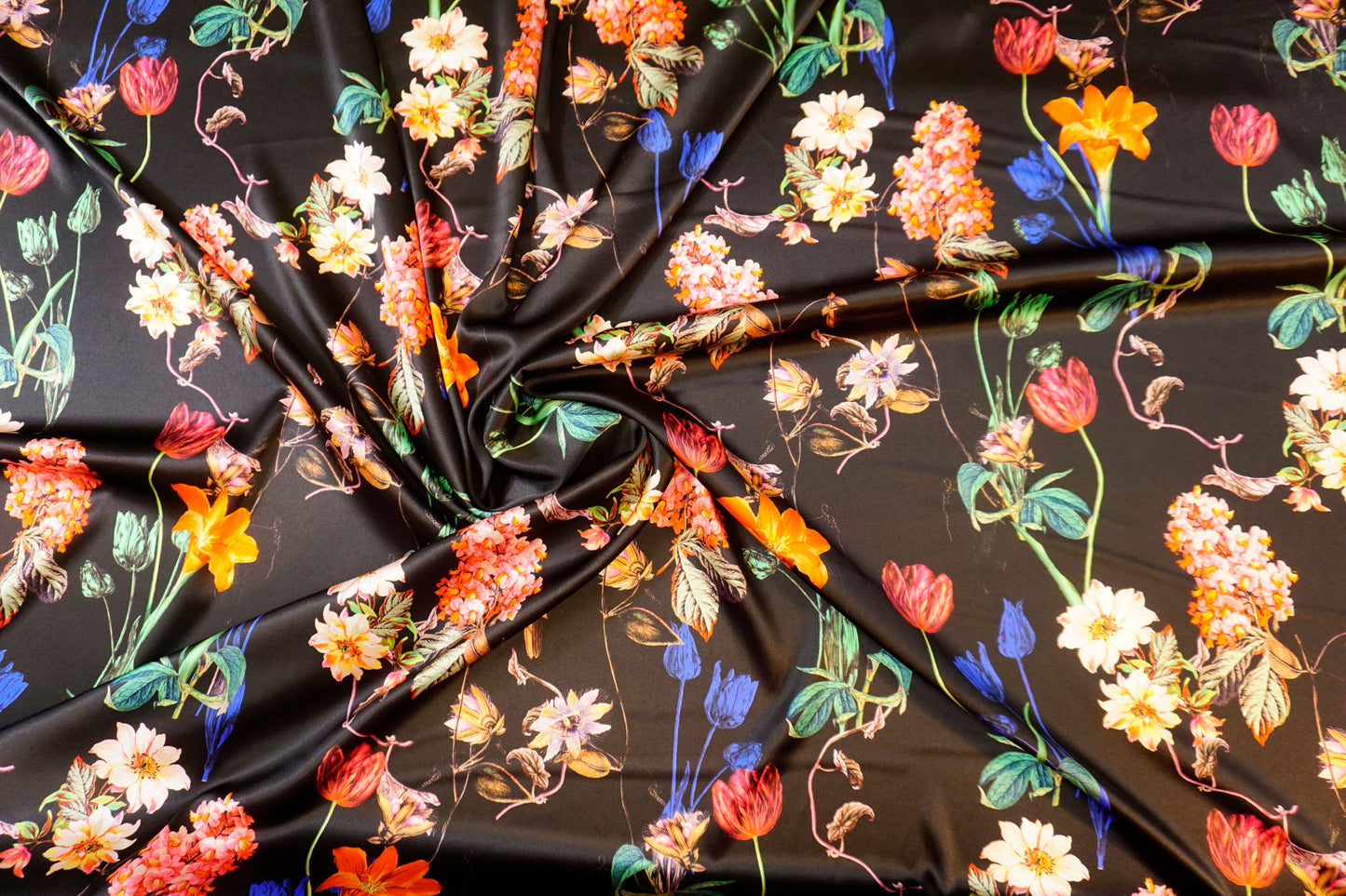 Elegant silk satin with floral design