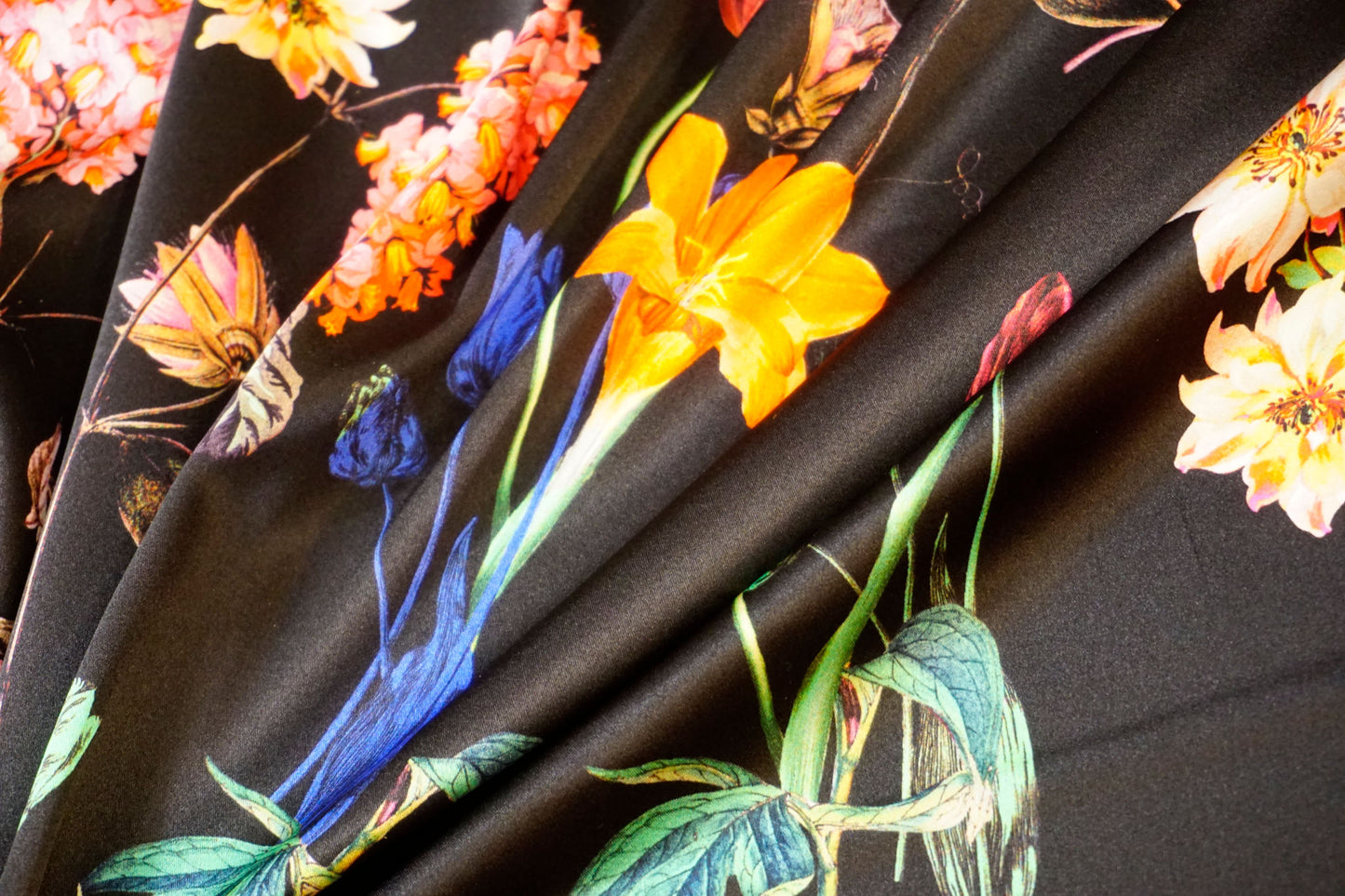 Elegant silk satin with floral design