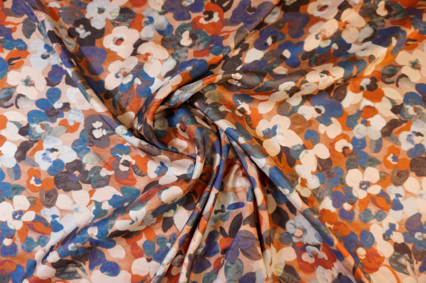 Italian silk twill with artistic flowers
