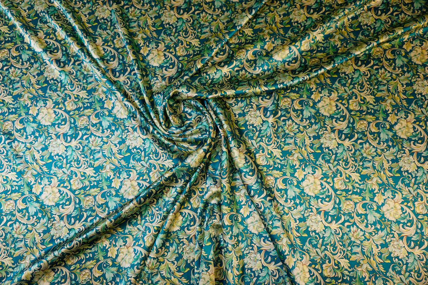 Italian silk satin with ornamental pattern