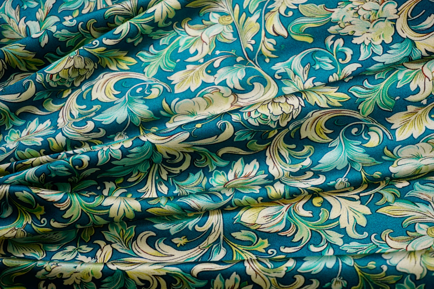 Italian silk satin with ornamental pattern