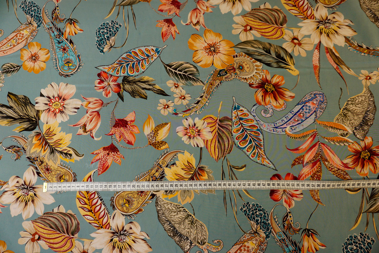 Silk crepe with floral paisley design