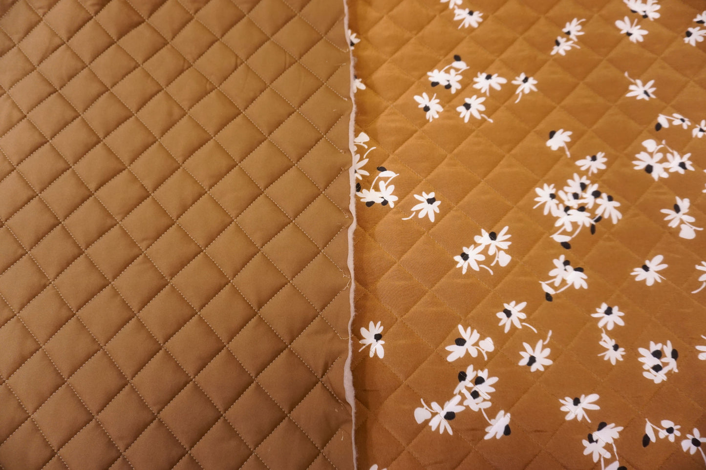 lined quilted fabric with silk surface