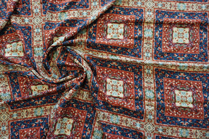 Rest 120 cm x 138 cm Seidencrêpe | Orientalisches Medaillonmuster  | Made in Italy