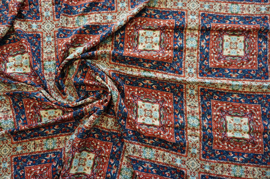 Rest 120 cm x 138 cm Seidencrêpe | Orientalisches Medaillonmuster  | Made in Italy