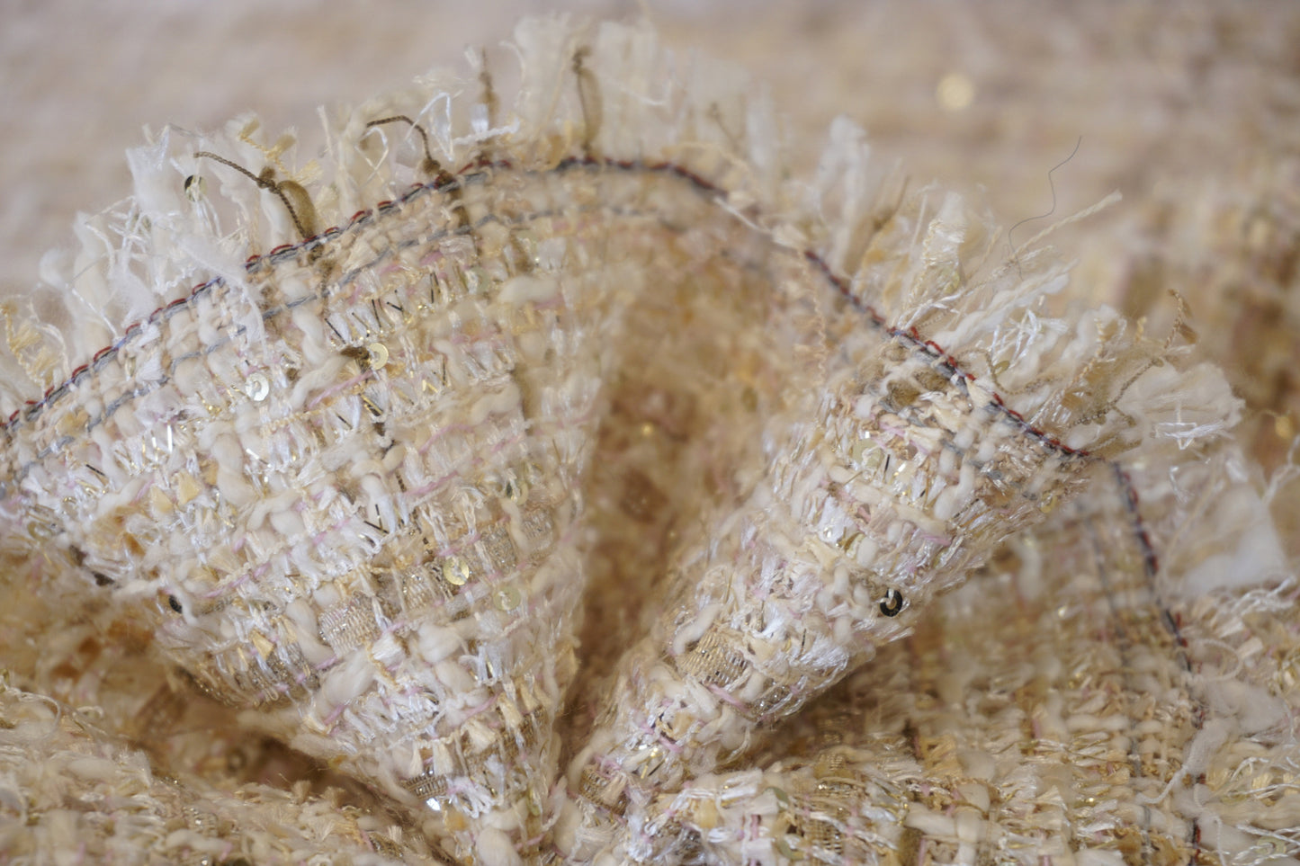 Exclusive Italian Bouclé – Rose Gold Dream with Couture Flair