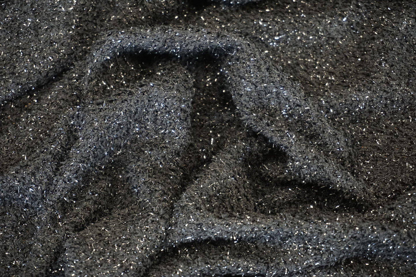 Exclusive Glamour Knit – Deep Black with Raised Glitter Effects