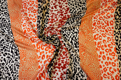 Italian silk twill – animal print in bold orange, red &amp; black