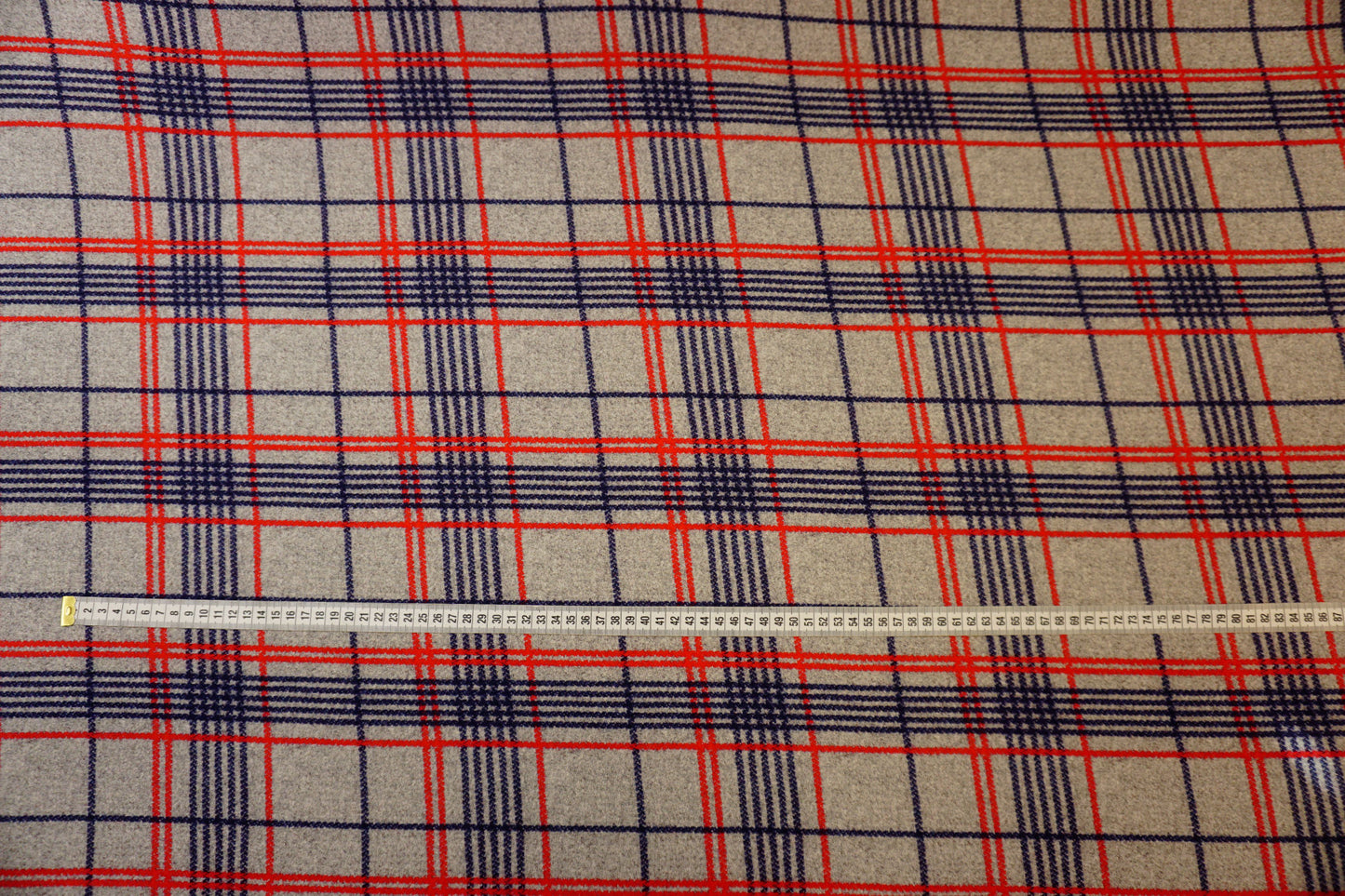 Silk fabric with mottled check pattern in grey, blue &amp; red – heavy &amp; elegant