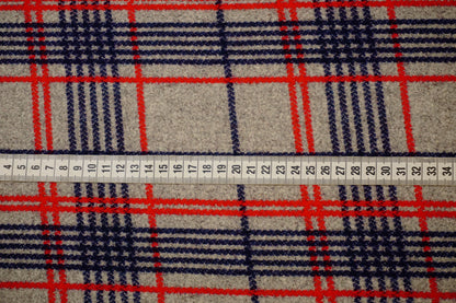 Silk fabric with mottled check pattern in grey, blue &amp; red – heavy &amp; elegant