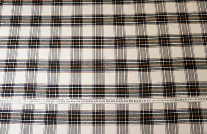 Baumwollflanell in Creme mit großem Tartan-Karo
