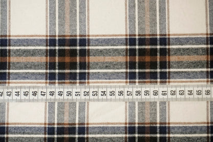 Baumwollflanell in Creme mit großem Tartan-Karo