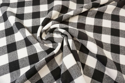 Double Face Mantelstoff aus Schurwolle – Schwarz & Schwarz-Weiß-Karo
