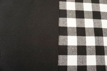 Double Face Mantelstoff aus Schurwolle – Schwarz & Schwarz-Weiß-Karo