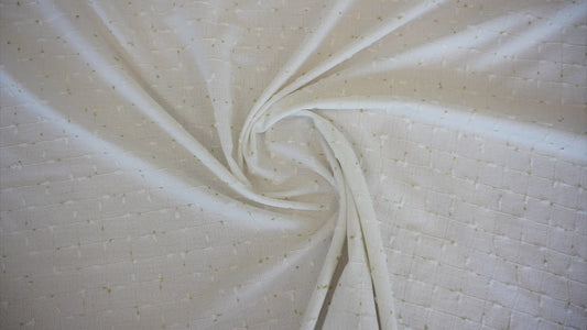 Video Bouclé-Stoff in Weiß und Gold mit geometrischem Muster