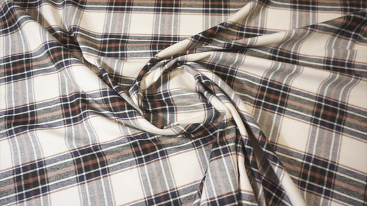 Baumwollflanell in Creme mit großem Tartan-Karo
