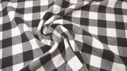 Double Face Mantelstoff aus Schurwolle – Schwarz & Schwarz-Weiß-Karo