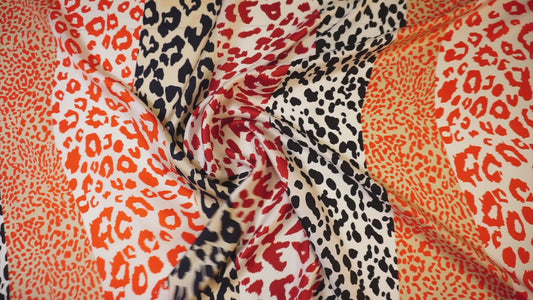 Italian silk twill – animal print in bold orange, red &amp; black