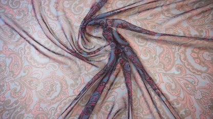 Seidenchiffon in dunkelblau mit Paisley-Muster