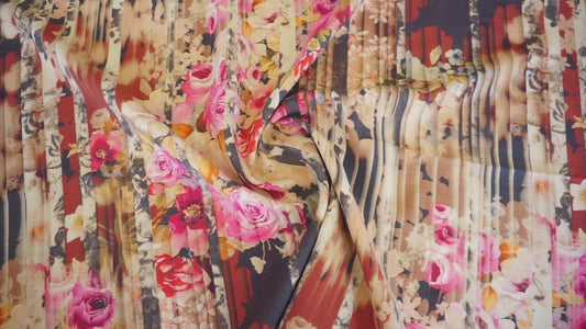 Exclusive Virgin Wool Crepe Panel - Floral Opulence in Italian Quality