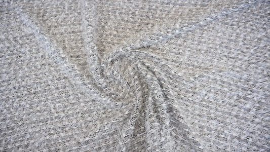 Strukturstoff mit Lurex – Edle Bouclé-Optik in Naturtönen mit schimmernden Akzenten