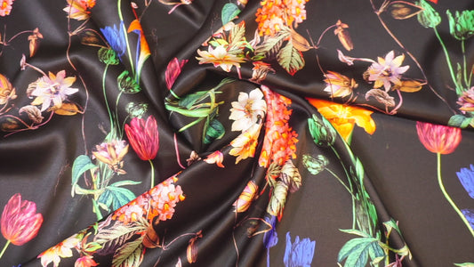 Elegant silk satin with floral design