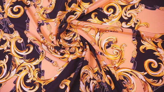 Silk crepe with golden ornaments