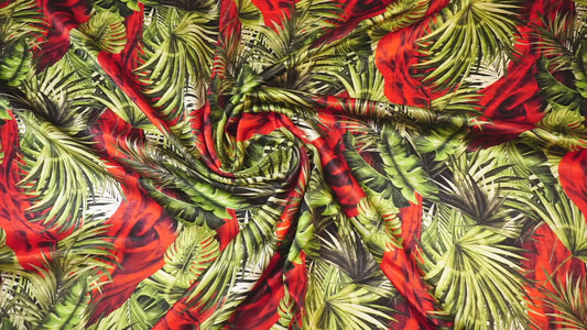 Silk jacquard – tropical design with a noble shimmer 