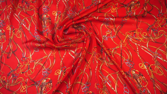 Silk with bridle motif – elegant &amp; bright